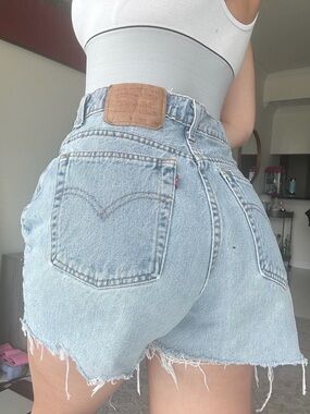 Levi's Light Blue High-Rise Cutoff Denim Shorts